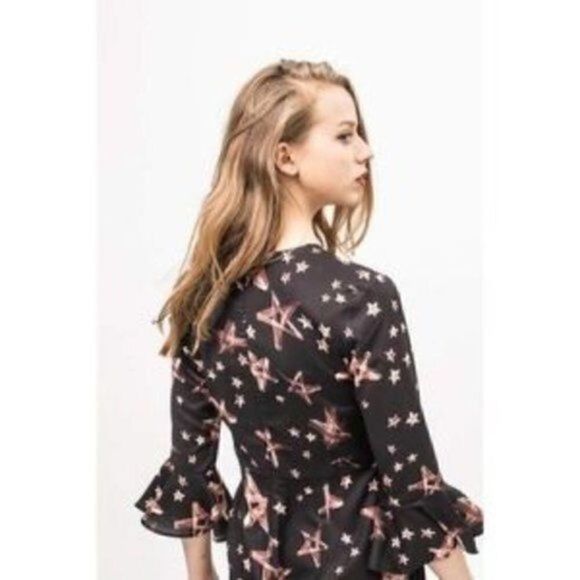 Topshop Star Romper Shorts Black Copper Print Size 4 - Picture 4 of 11